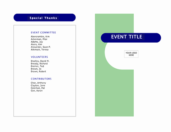 Printable event Program Template Unique event Program Half Fold 4 Pages