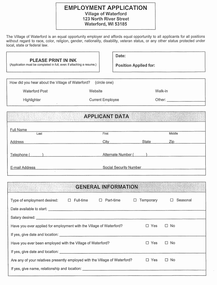 Printable Generic Job Application Awesome Best S Of Generic Employment Application form Pdf