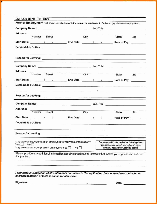 Printable Generic Job Application Awesome Generic Employment Application