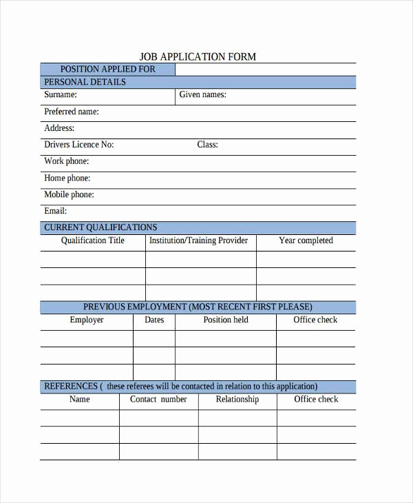 Printable Generic Job Application Best Of Simple Job Application forms