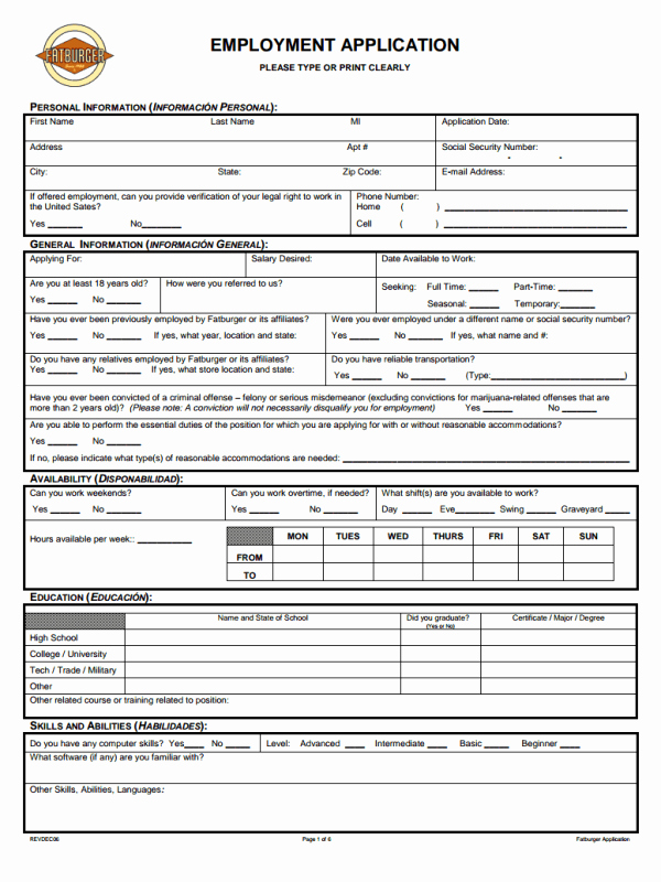Printable Generic Job Application Unique Free Printable Job Application form Template form Generic