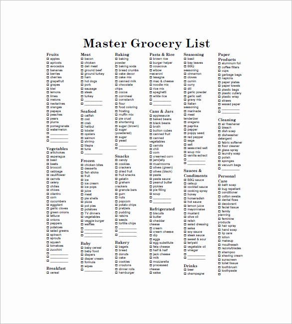 Printable Grocery List Template Best Of List Templates 105 Free Word Excel Pdf Psd Indesign
