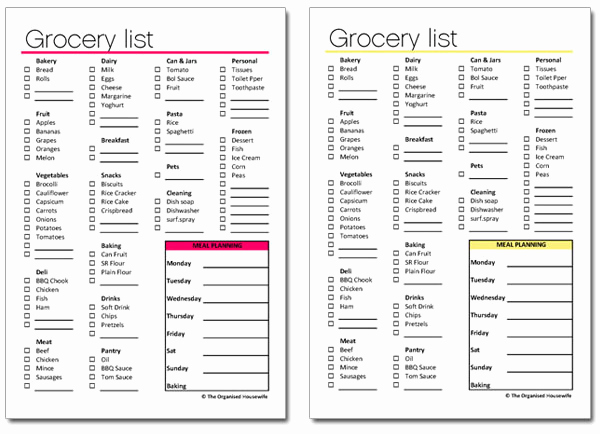 Printable Grocery List Template Luxury Grocery Shopping List Printable the organised Housewife