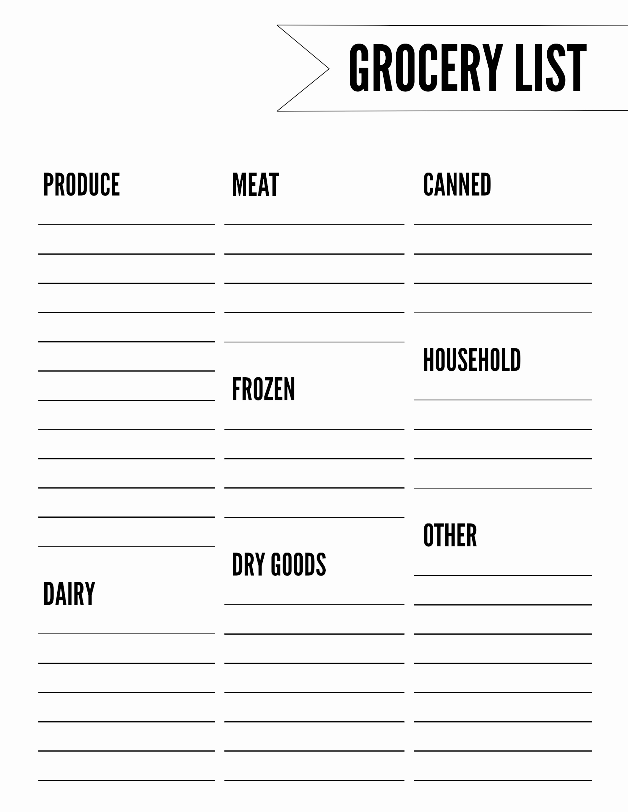 Printable Grocery List Template New Free Printable Grocery List Template Paper Trail Design