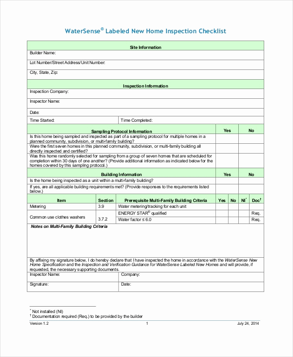 Printable Home Inspection Checklist Elegant Home Inspection Checklist 14 Word Pdf Documents