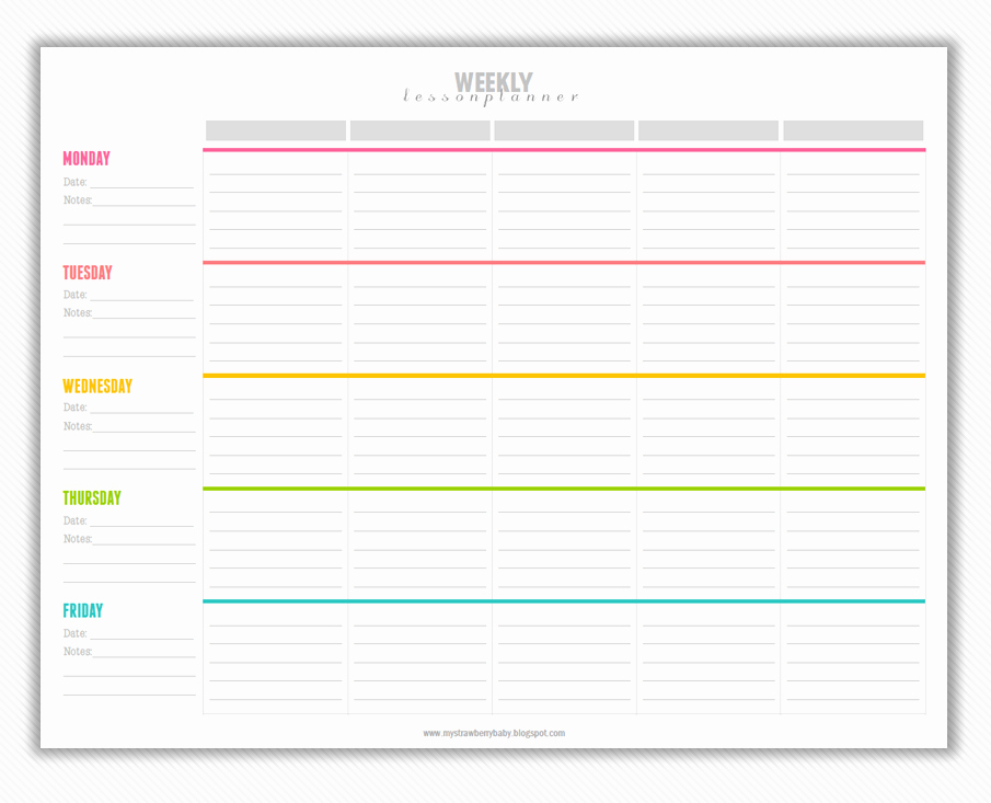 Printable Lesson Plan Template Best Of My Strawberry Baby Free Printable Weekly Lesson Plan