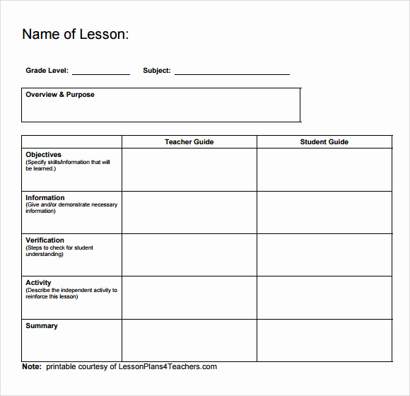 Printable Lesson Plan Template New Sample Printable Lesson Plan Template 8 Free Documents