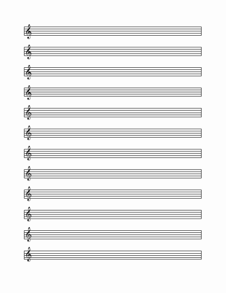 Printable Music Staff Paper Inspirational Treble Cleff Staff Paper 12 Per Page