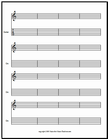 Printable Music Staff Paper Unique Free Guitar Tablature Paper for Teachers Downloadable and