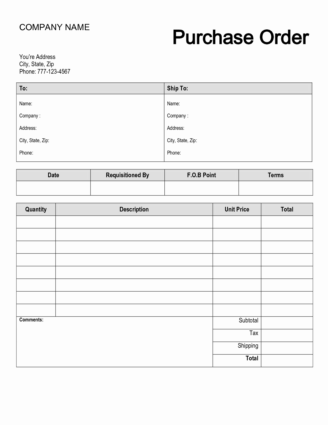 Printable order form Template Awesome Free Printable Purchase order form Purchase order