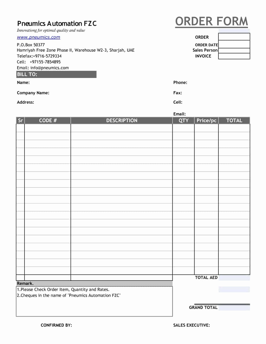Printable order form Template Best Of Printable order forms Templates