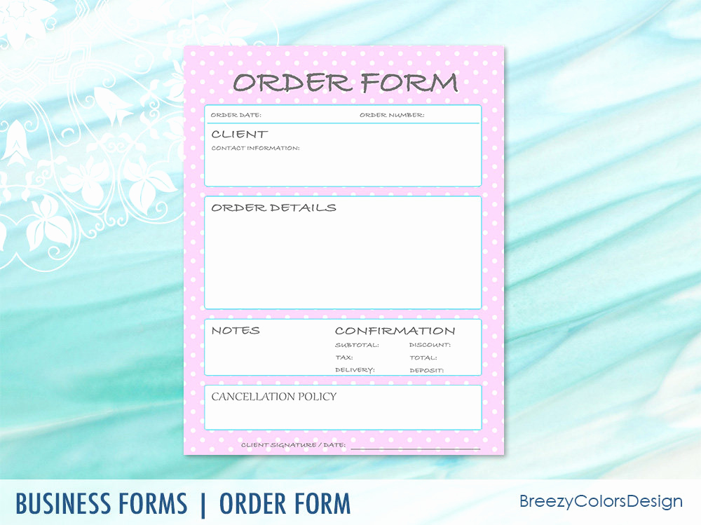 Printable order form Template Elegant Cute order form Templates Custom Printable Baby Shower