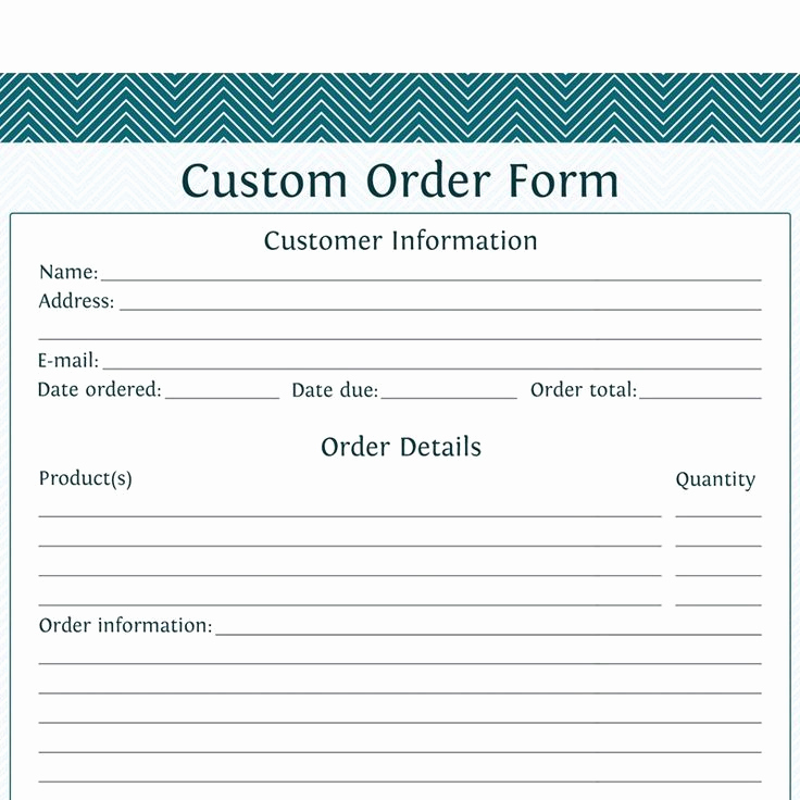 Printable order form Template Luxury Custom order form Template