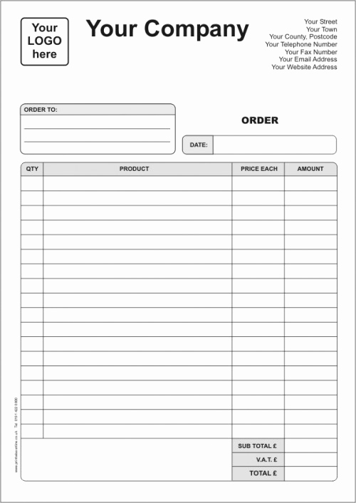 Printable order form Template Unique order forms