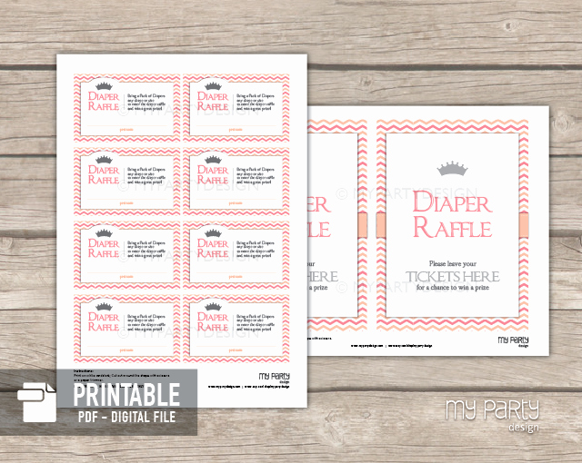 Printable Raffle Tickets Pdf Elegant Little Princess Baby Shower Printable Diaper Raffle