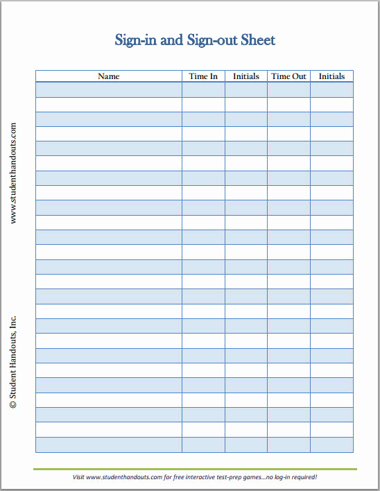 Printable Sign In Sheet Awesome Free Printable Employee Sign In and Sign Out Sheet