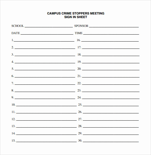 Printable Sign In Sheet New Sample Meeting Sign In Sheet 13 Documents In Pdf Word
