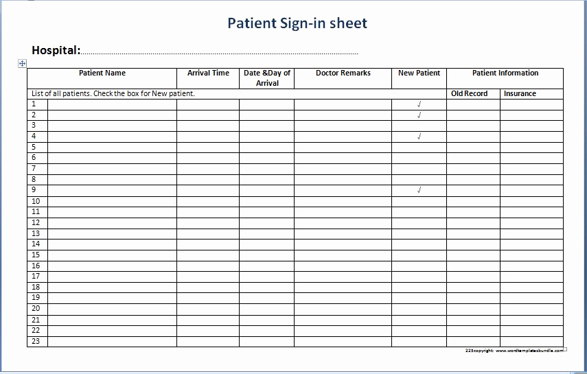 Printable Sign In Sheet Unique Patient Sign In Sheet Templates