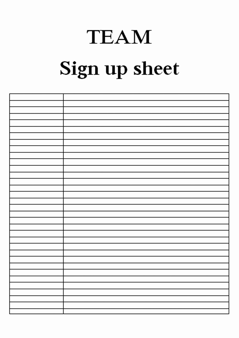 Printable Sign Up Sheet Unique Free Printable Sign Up Sheet Printable