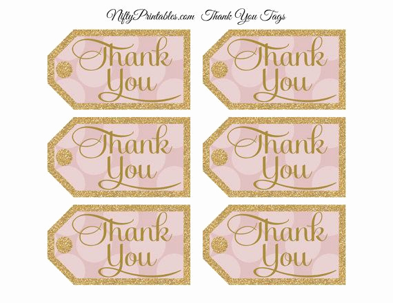 Printable Thank You Tags Lovely Pink Gold Thank You Tags Printable Gold Glitter Pink