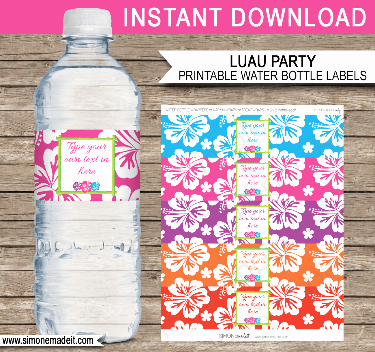 Printable Water Bottle Labels Beautiful Luau Party Printables Invitations &amp; Decorations