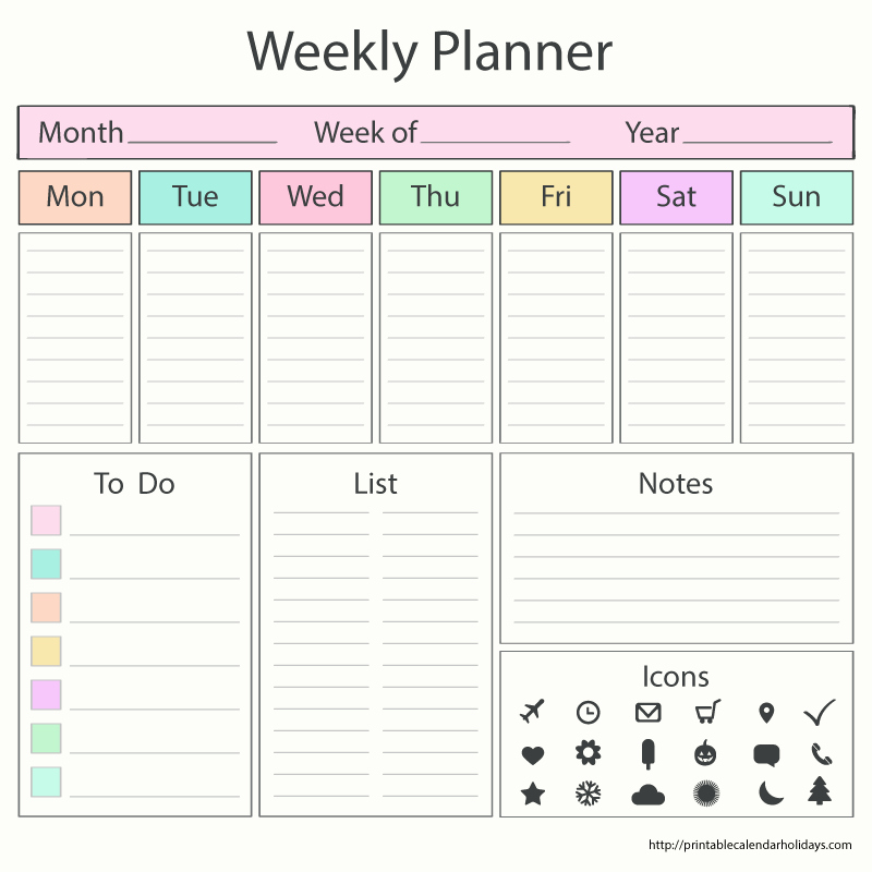 Printable Weekly Planner Template Awesome Weekly Calendar Printable for Pdf Printable 2017 2018