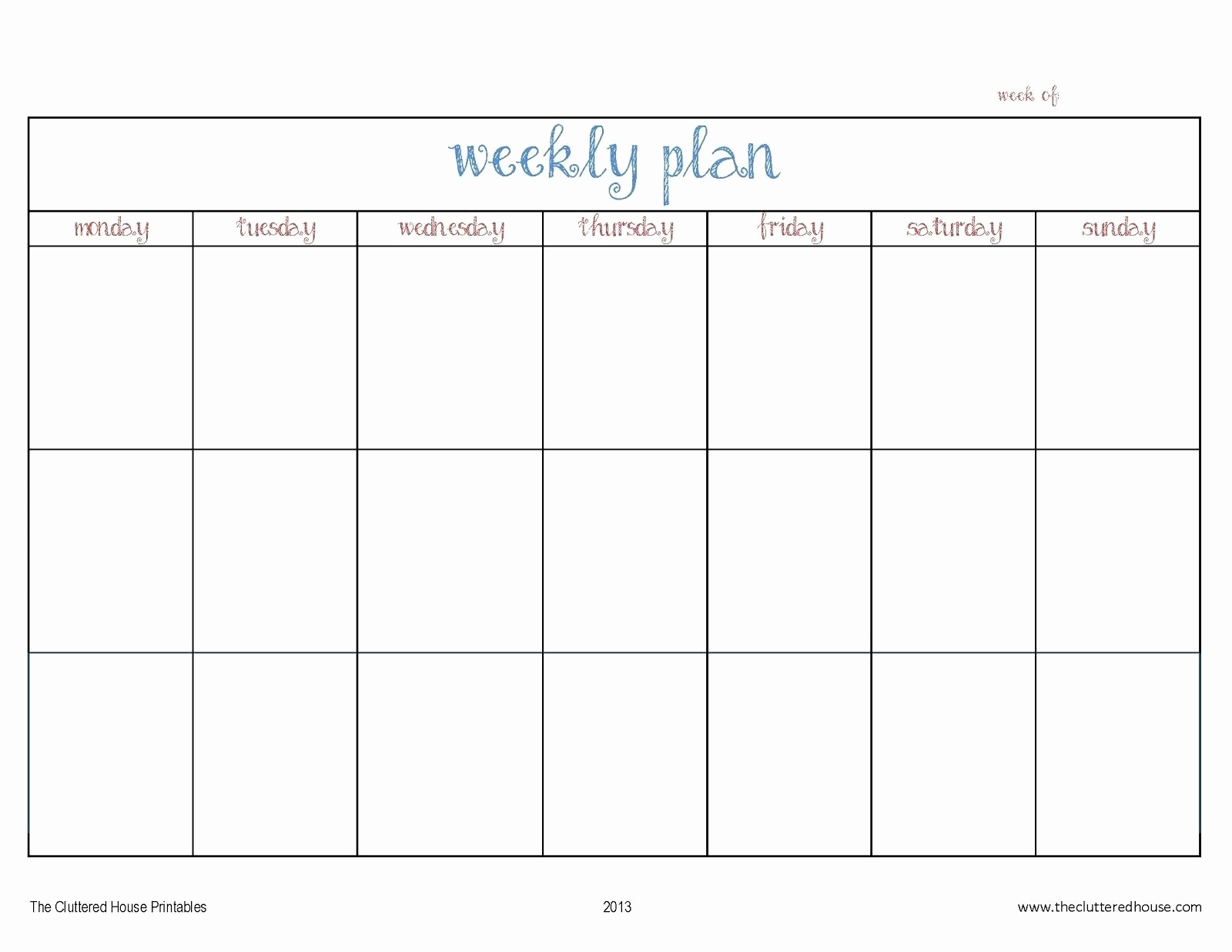 Printable Weekly Planner Template Inspirational 7 Day Weekly Planner Template Printable – Template