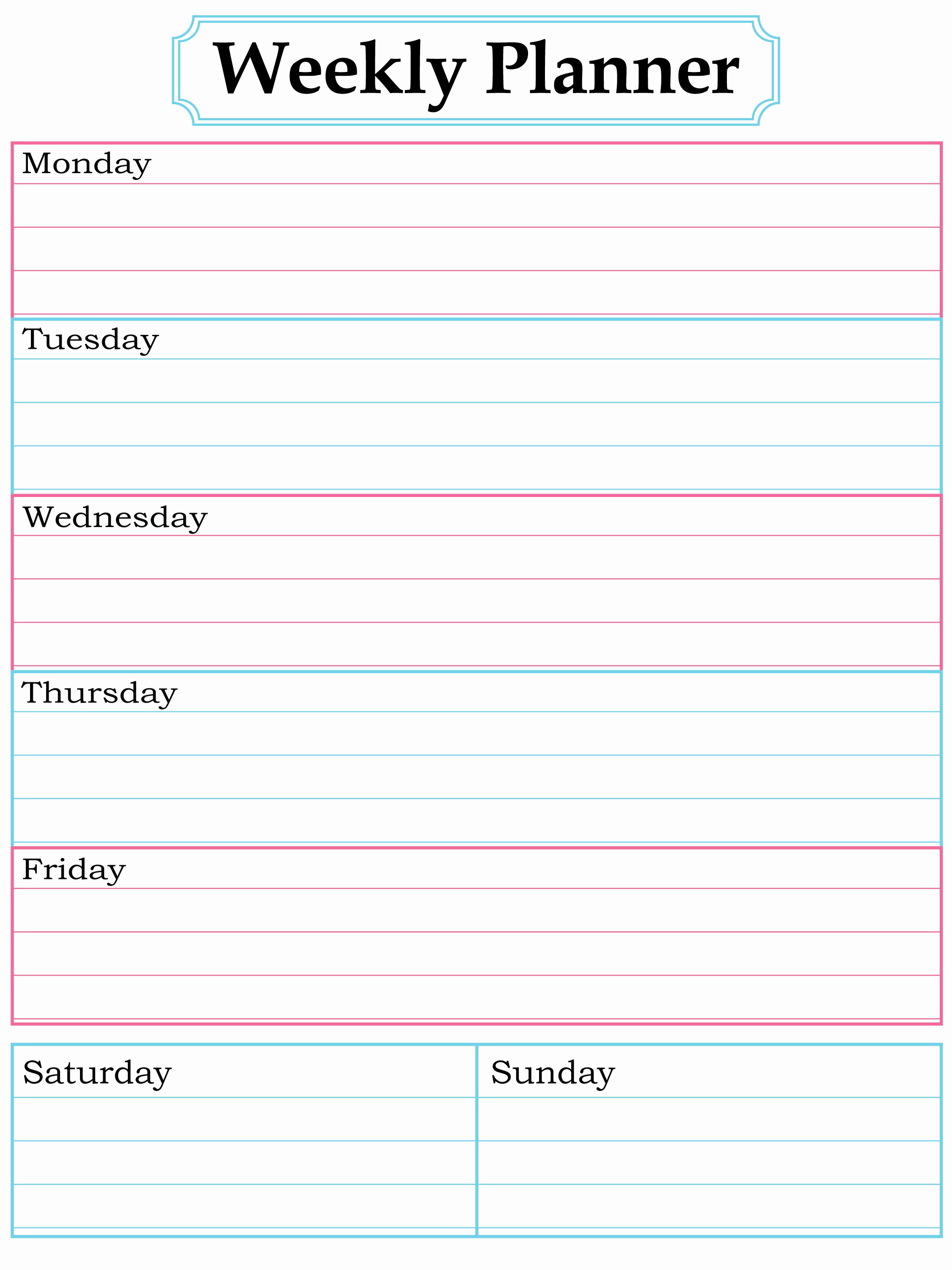 Printable Weekly Planner Template Inspirational Best 25 Weekly Planner Template Ideas On Pinterest