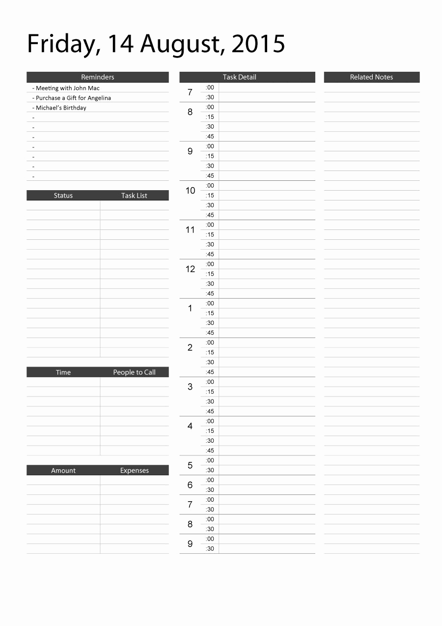 Printable Weekly Planner Template New 40 Printable Daily Planner Templates Free Template Lab