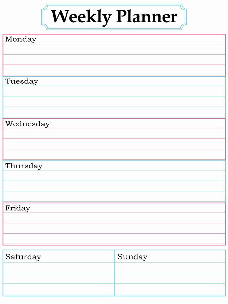 Printable Weekly Planner Template Unique Best 25 Weekly Planner Printable Ideas On Pinterest