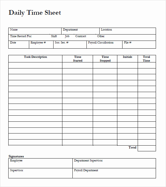 Printable Weekly Time Sheets Beautiful 9 Blank Timesheet Templates Free Sample Example format