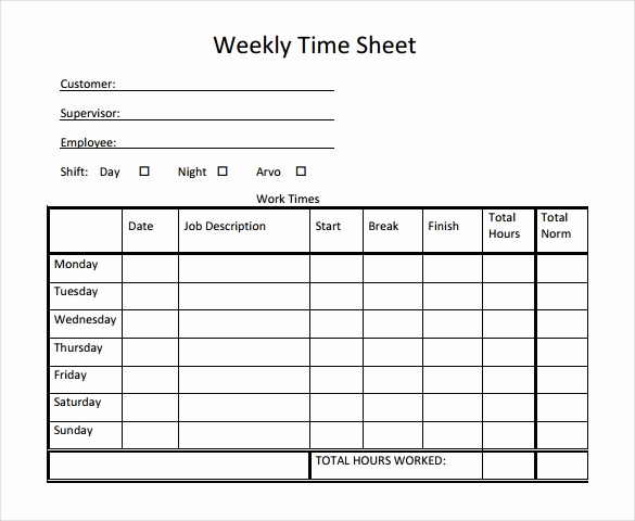 Printable Weekly Time Sheets Lovely 22 Weekly Timesheet Templates – Free Sample Example