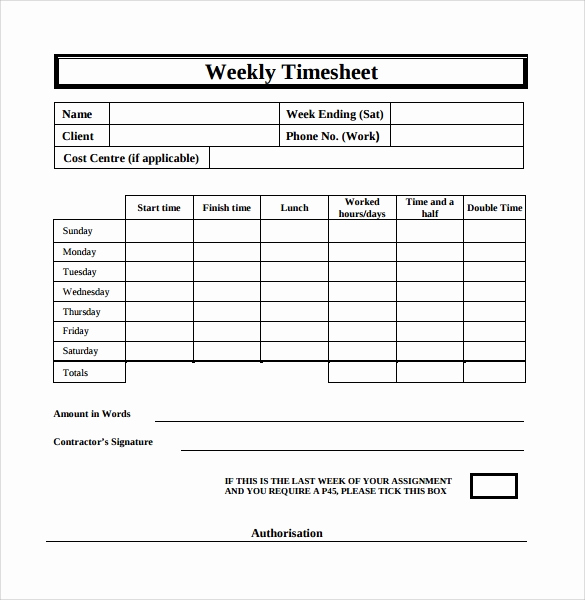 Printable Weekly Time Sheets Luxury 10 Weekly Timesheet Templates