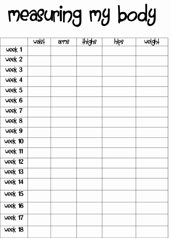 Printable Weight Loss Chart Awesome Free Printable Body Measurement Chart