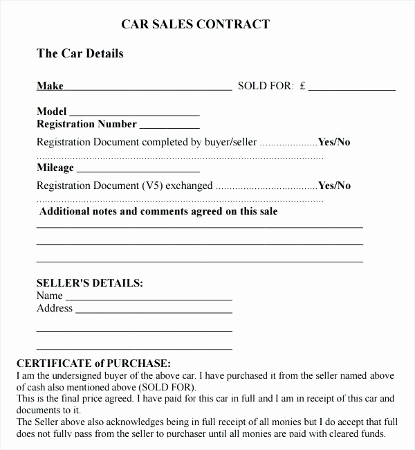 Private Car Sale Contract Payments New 15 Generic Bill Of Sale for Car