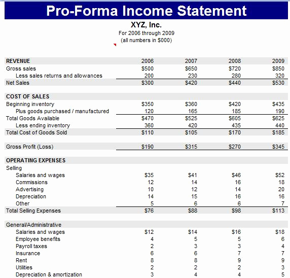 Pro forma Income Statement Template Awesome Proforma Balance Sheet Template