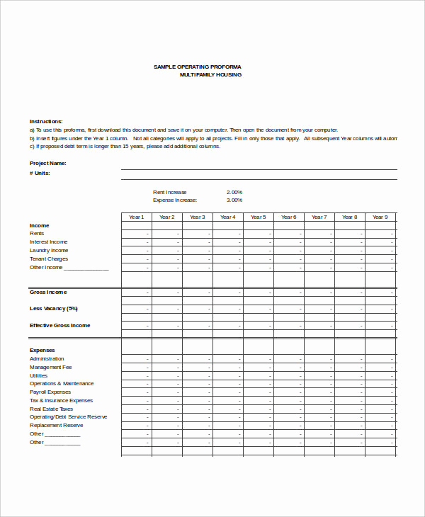 Pro forma Income Statement Template Lovely Pro forma Template 9 Free Word Excel Pdf Documents