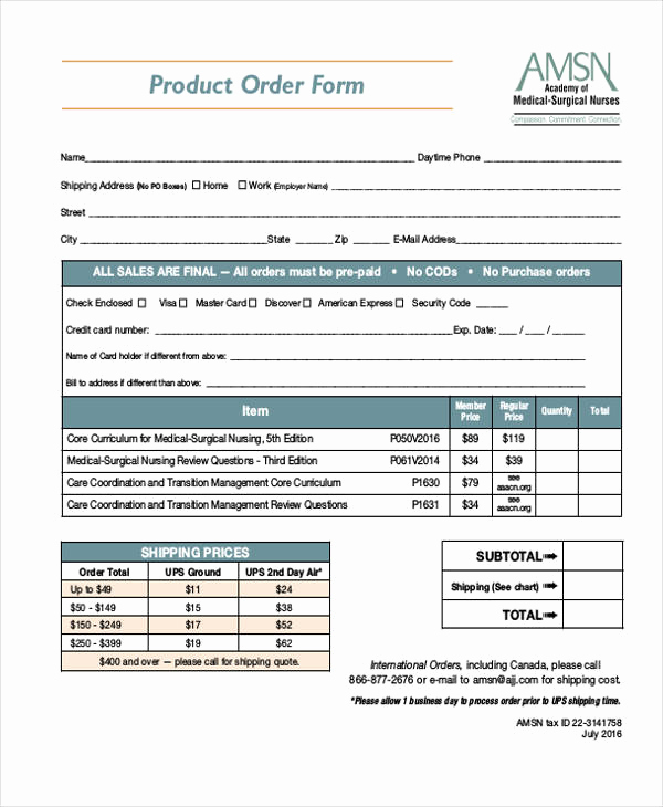 Product order form Template Best Of 9 Product order Templates Free Sample Example format