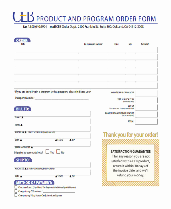 Product order form Template Unique 9 Product order forms Free Samples Examples format