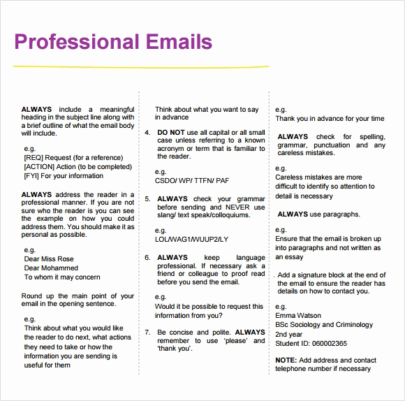 Professional E Mail Template Awesome Professional Email – 7 Samples Examples format