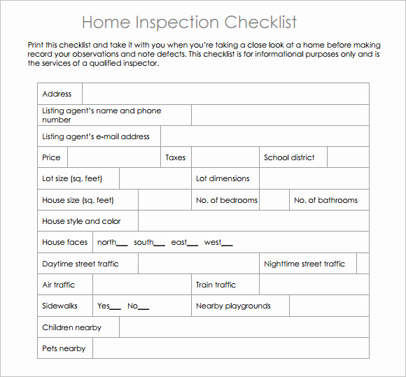Professional Home Inspection Checklist Fresh 15 Sample Home Inspection Checklist Templates
