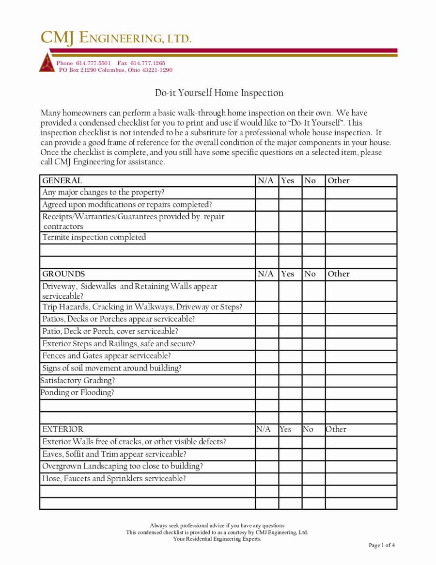 Professional Home Inspection Checklist Inspirational 2018 Home Inspection Report Fillable Printable Pdf