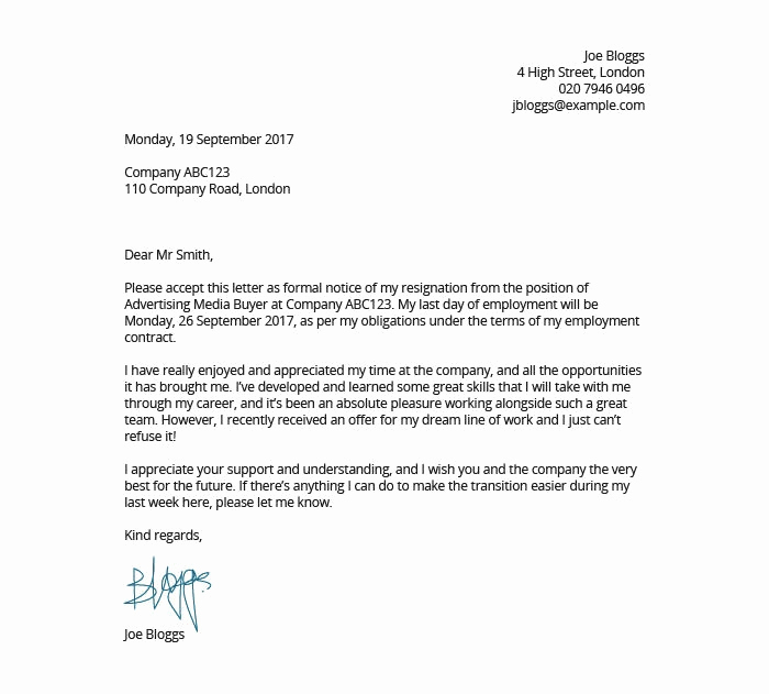Professional Letter Of Resignation Unique 8 Professional Resignation Letter Examples Pdf