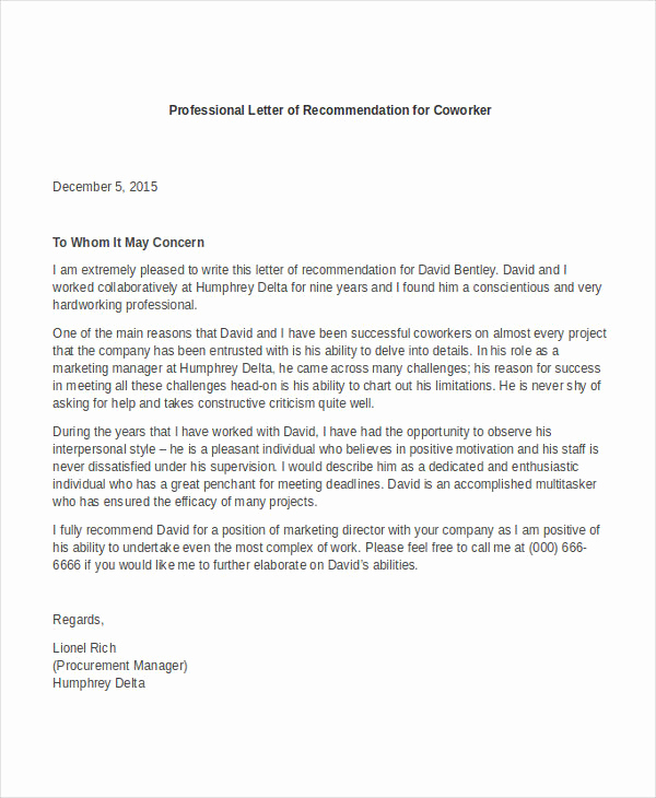 Professional Reference Letter Template Luxury Professional Letters Re Mendation