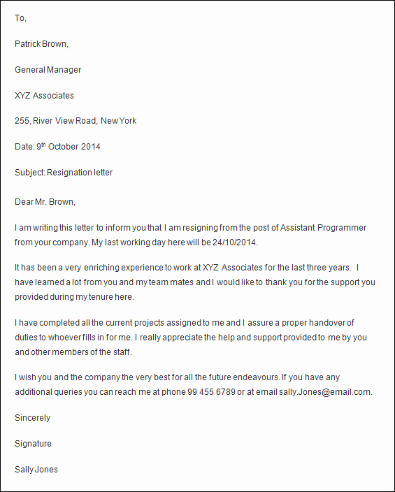 Professional Resignation Letter Sample Fresh formal Resignation Letter 16 Download Free Documents In