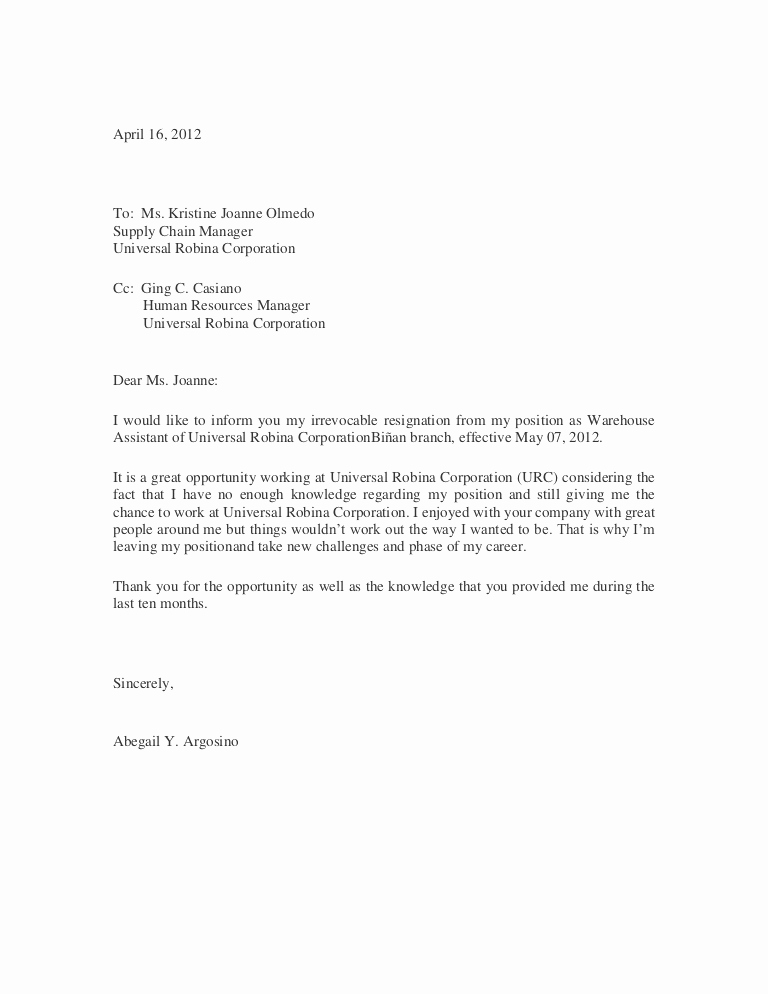 Professional Resignation Letter Sample Inspirational Sample Of Resignation Letter