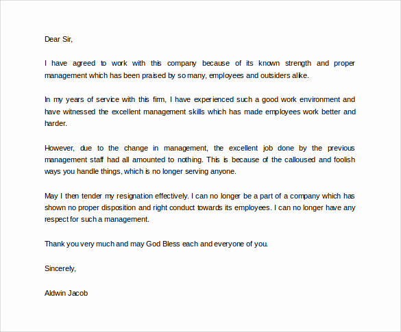 Professional Resignation Letter Sample Lovely formal Resignation Letter 40 Download Free Documents In