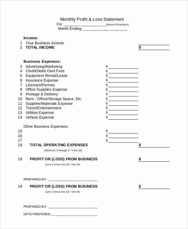 Profit and Loss Statement form Inspirational Profit and Loss Statement Sample 10 Examples In Pdf Excel