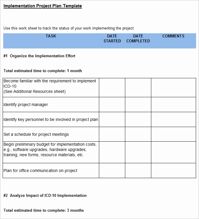 Project Plan Template Word Awesome Project Implementation Plan Template 6 Free Word Excel