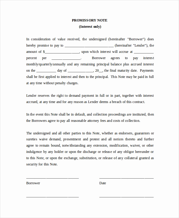Promissory Note Templates Word Luxury Promissory Note Template 15 Free Word Pdf Document